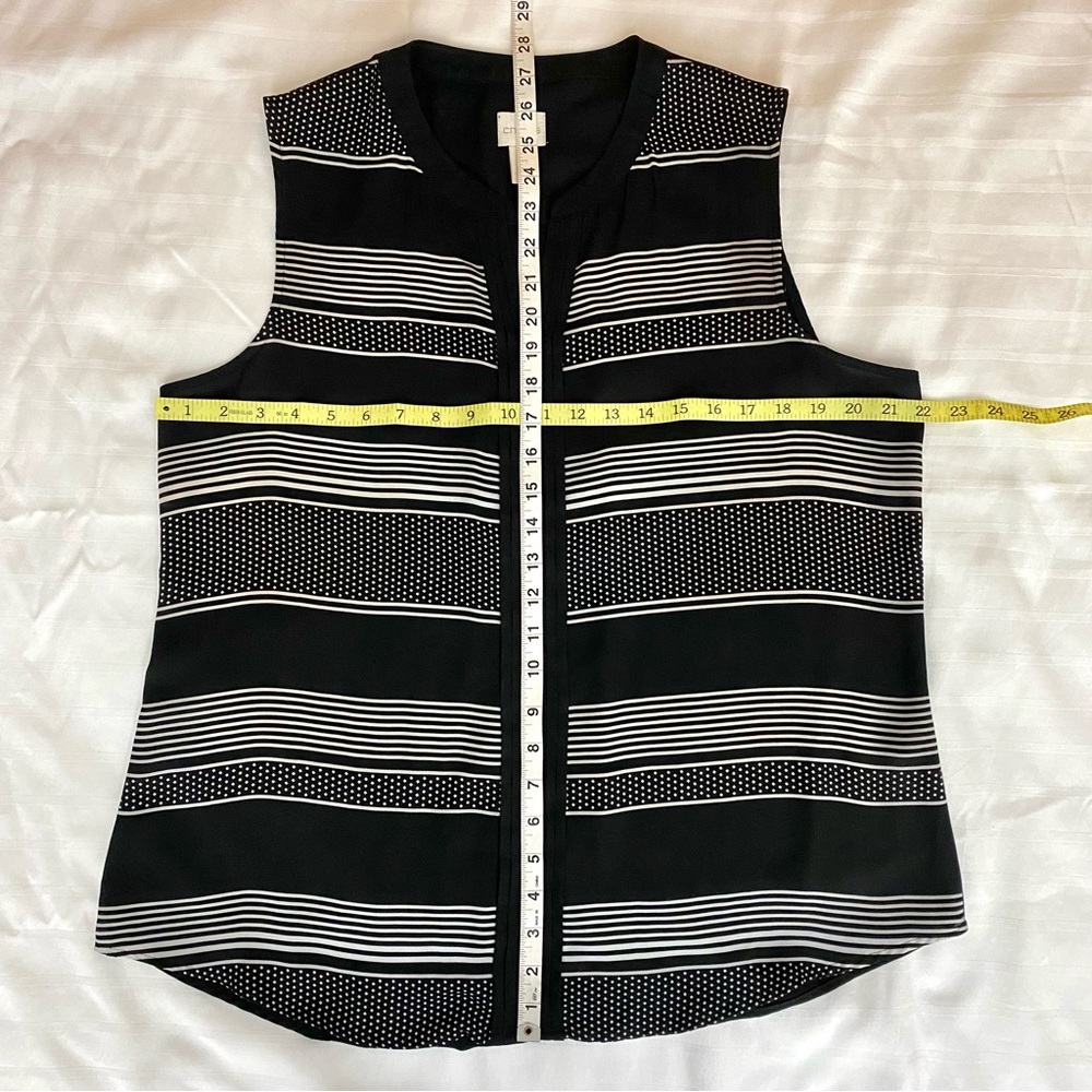 Chico’s Black & White Striped Tank Top Blouse Lightweight Sheer L - Picture 11 of 11